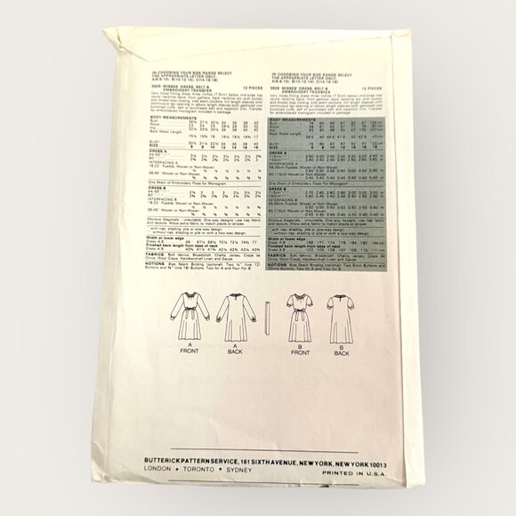 Vintage Butterick Sewing Pattern 3929 Misses Dress Belt Transfer Size 10-14 - Picture 2 of 2